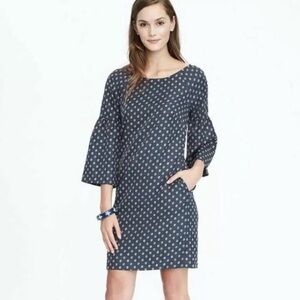 Banana Republic Navy Paisley Polka Dot Shift Midi Dress Women’s Size XL NWOT